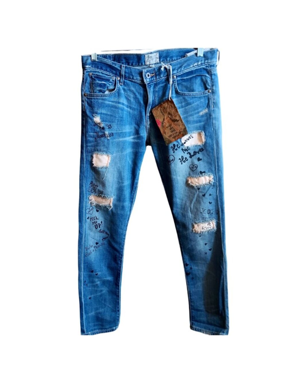 NWT PRPS Heirloom Distressed Denim Jeans Size 27 Made In USA